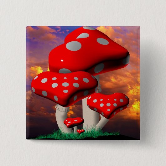 Herz-geformte Wulstling Muscaria Pilze Button (Vorderseite)