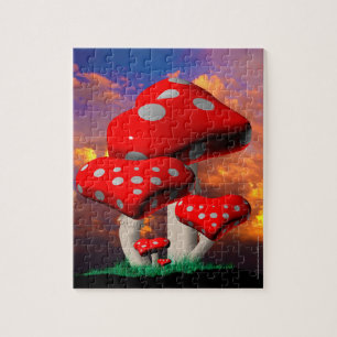 Herz-geformte Wulstling Muscaria Pilze Puzzle