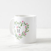 Herz-geformter BlumenKranz Kaffeetasse (Vorderseite Links)