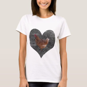 Herz-geformter Huhn-Weiß-T - Shirt