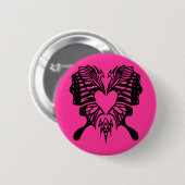 Herz-geformter Schmetterlingsknopf Button (Vorne & Hinten)