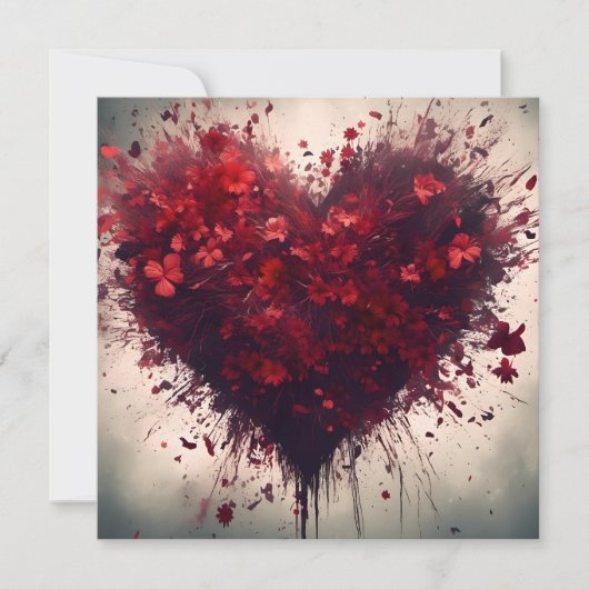 Herz gefüllt mit Bursting Red Blume Karte (Vorderseite)