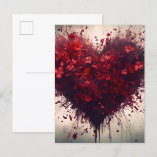 Herz gefüllt mit Bursting Red Blume Postkarte