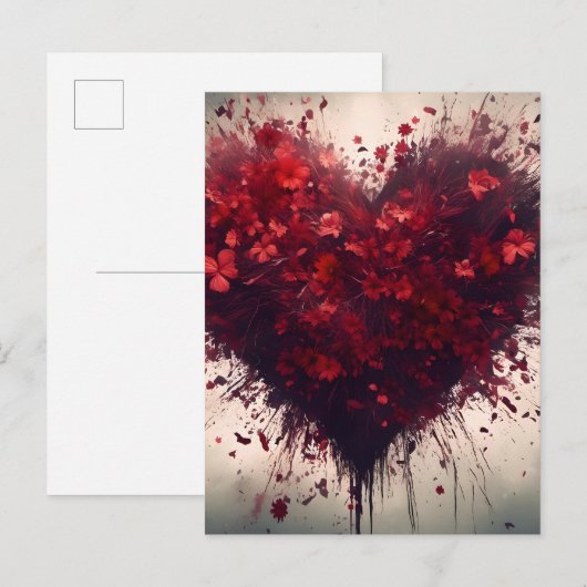 Herz gefüllt mit Bursting Red Blume Postkarte (Vorne/Hinten)