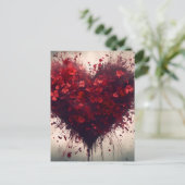 Herz gefüllt mit Bursting Red Blume Postkarte (Stehend Vorderseite)