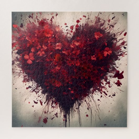 Herz gefüllt mit Bursting Red Blume Puzzle (Vertikal)