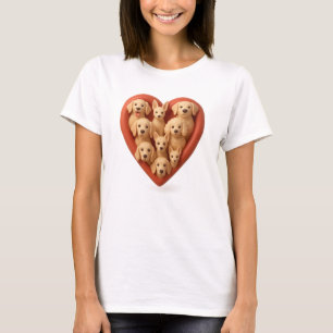 Herz gefüllt mit Hunden - 3D Hund Lover Herzdesign T-Shirt