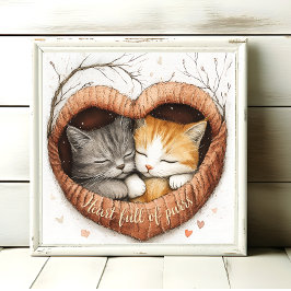 Herz gefüllt mit Purrs Kitty Cuddles Plakatwand Ku Poster