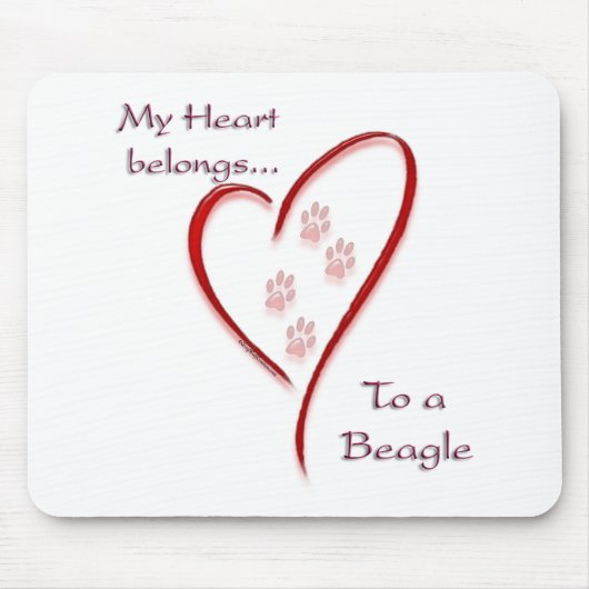 Herz gehört zum Beagle; Liebe Beagles; Beagle Lieb Mousepad (Vorne)