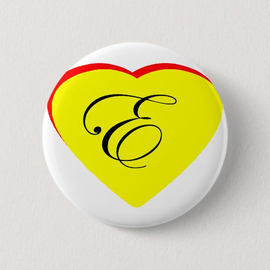 Herz Gelb rot E Hochzeit Einladung MUSEUM Z Button (Vorderseite)