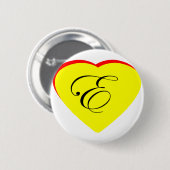 Herz Gelb rot E Hochzeit Einladung MUSEUM Z Button (Vorne & Hinten)