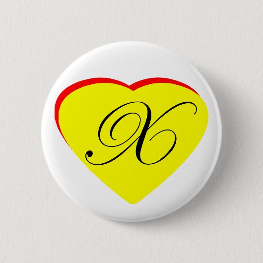 Herz Gelb X Hochzeit Einladung MUSEUM Z Button (Vorderseite)