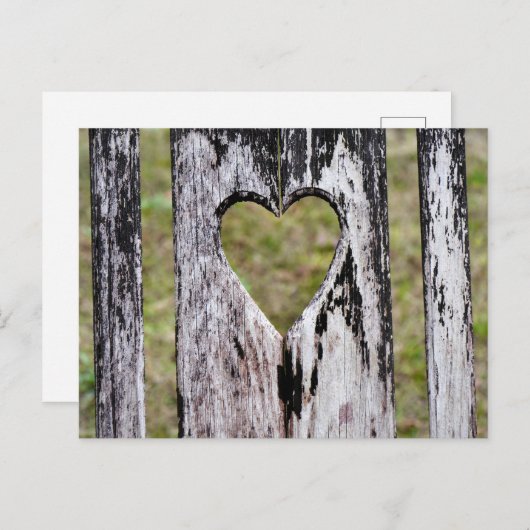 Herz geschnitzt Holzstuhl hinten Postkarte (Vorne/Hinten)