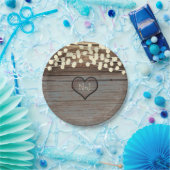 Herz geschnitzt in Holz Rustikalen Western Pappteller (Party)