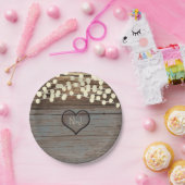 Herz geschnitzt in Holz Rustikalen Western Pappteller (Party)