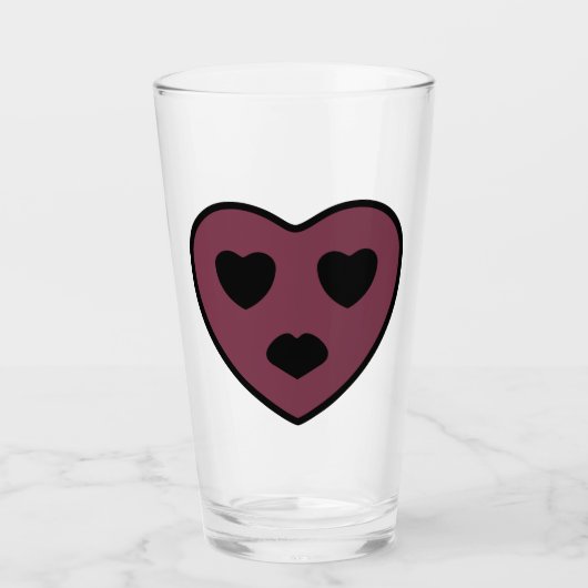 Herz-Gesicht-Pout Glas (Vorderseite)