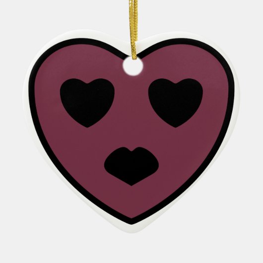 Herz-Gesicht-Pout Keramik Ornament (Vorne)