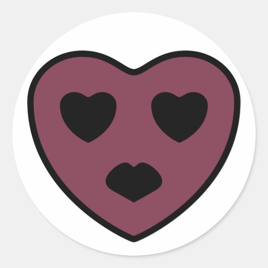 Herz-Gesicht-Pout Runder Aufkleber (Vorderseite)