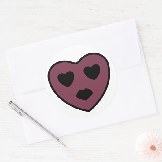 Herz-Gesicht-Pout Runder Aufkleber (Umschlag)