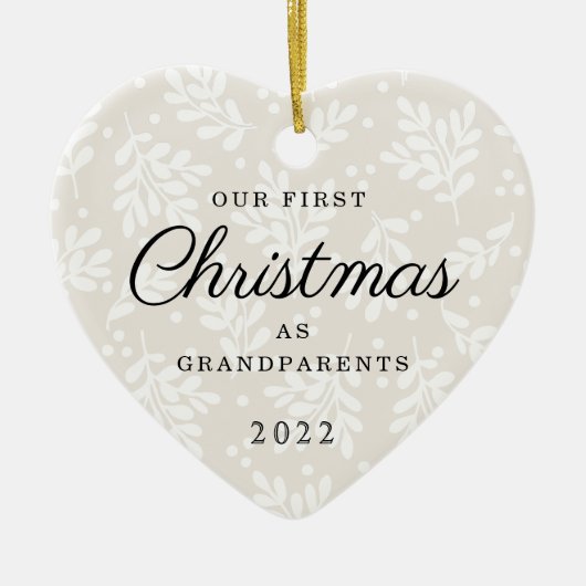 Herz gestalten Erste Weihnachten als Großeltern Keramik Ornament (Vorne)