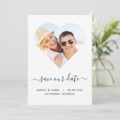 Herz-gestaltetes Foto Hochzeit Speichern Sie die D Save The Date (Stehend Vorderseite)