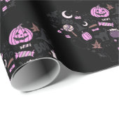 Herz gestapelt Halloween Pattern Schwarzes Hallowe Geschenkpapier (Rolleneckpunkt)