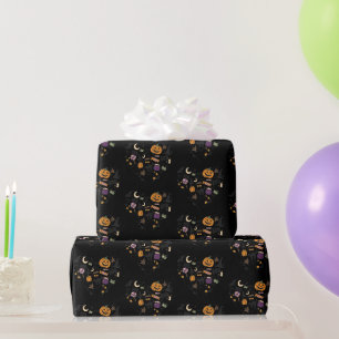 Herz gestapelt Halloween Pattern Schwarzes Hallowe Geschenkpapier