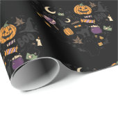 Herz gestapelt Halloween Pattern Schwarzes Hallowe Geschenkpapier (Rolleneckpunkt)