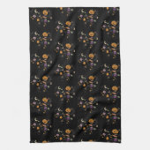 Herz gestapelt Halloween Pattern Schwarzes Hallowe Geschirrtuch (Vertikal)