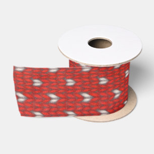 HERZ GESTRICKT 7,5 cm breites Satinband