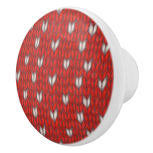 HERZ GESTRICKT Keramikknopf Keramikknauf