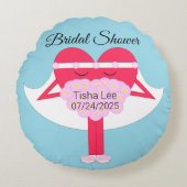 Herz Getrenntes Brautparty Rundes Kissen (Vorderseite)