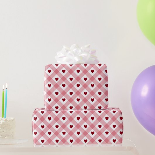 Herz & Gingham Pattern Geschenkpapier (Partygeschenke)