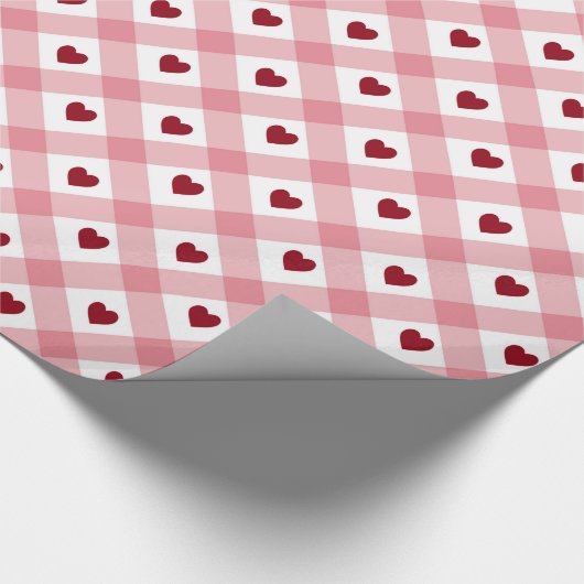 Herz & Gingham Pattern Geschenkpapier (Ecke)