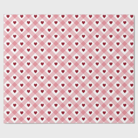 Herz & Gingham Pattern Geschenkpapier (Flach)
