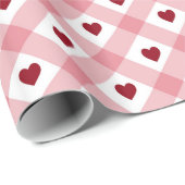 Herz & Gingham Pattern Geschenkpapier (Rolleneckpunkt)