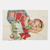 Herz Girl Child Retro Niedliche Kinder Geschirrtuch (Horizontal)