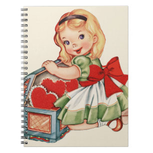 Herz Girl Child Retro Niedliche Kinder Notizblock