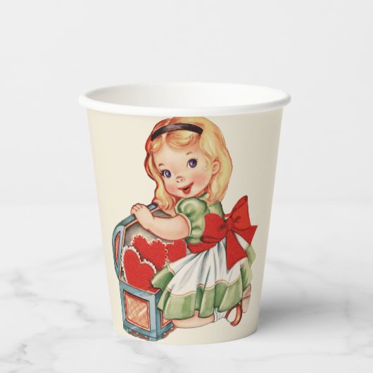 Herz Girl Child Retro Niedliche Kinder Pappbecher (Vorderseite)