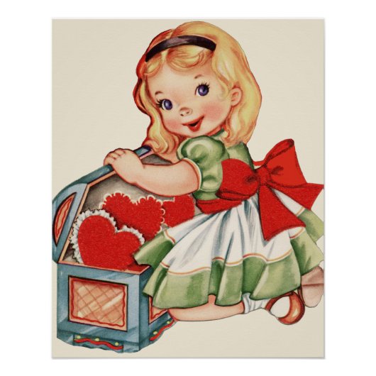 Herz Girl Child Retro Niedliche Kinder Poster (Vorderseite)