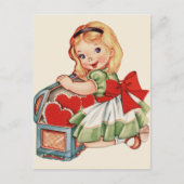 Herz Girl Child Retro Niedliche Kinder Postkarte (Vorderseite)