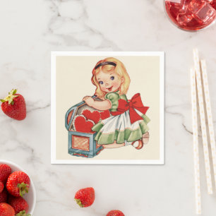 Herz Girl Child Retro Niedliche Kinder Serviette