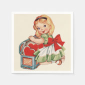 Herz Girl Child Retro Niedliche Kinder Serviette (Vorderseite)