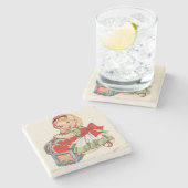 Herz Girl Child Retro Niedliche Kinder Steinuntersetzer (Seitenansicht)