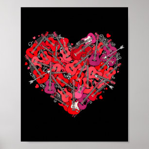 Herz Gitarre Liebe Valentinstag Gitarrist Spieler Poster