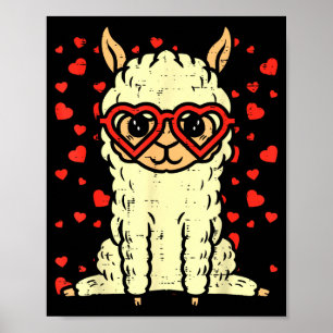 Herz Gles Lama Süßes Alpaka Valentinstag Tier Poster