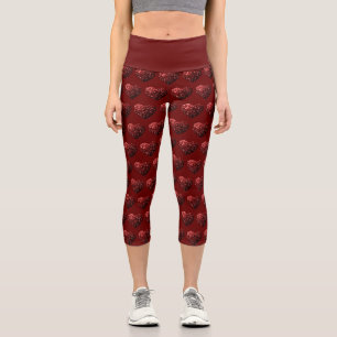 Herz Glitter Funken Muster dunkelrot Valentinstag Capri Leggings