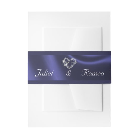 Herz & Glitzer - Blue Wedding Einladungsbanderole (Vorderseite Beispiel)