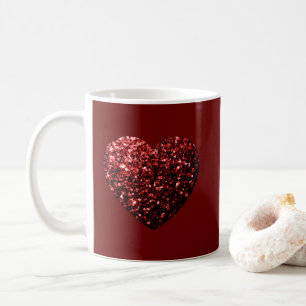 Herz Glitzer Glitzern dunkelrote Valentine Kaffeetasse