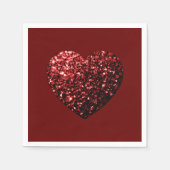 Herz Glitzer Glitzern dunkelrote Valentine Serviette (Vorderseite)